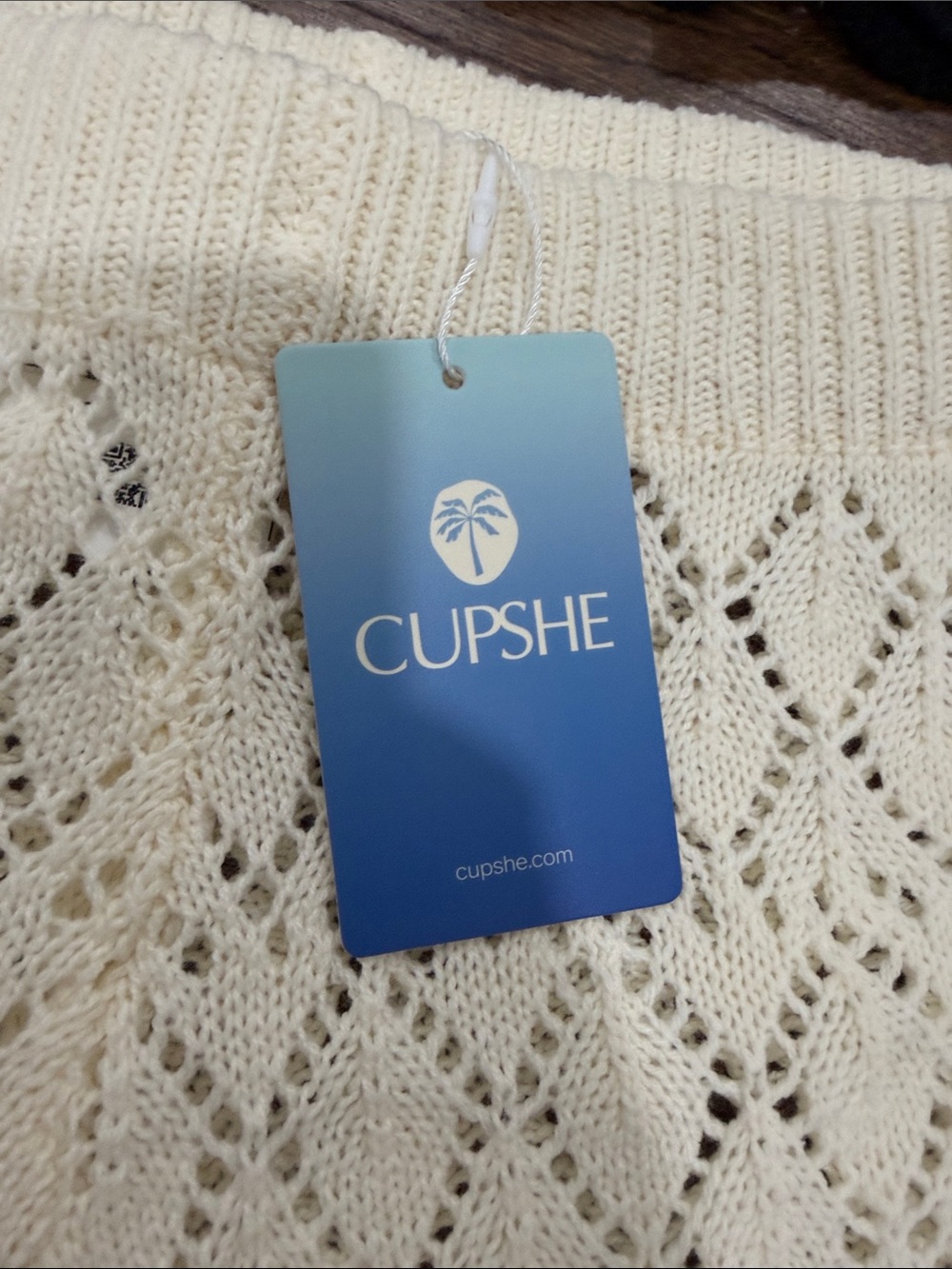 Cupshe Cream Knit High-Waist Shorts with Black Trim and tank top set - Picture 2 of 8